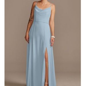 David’s Bridal Chiffon Bridesmaid Dress - Dusty Blue